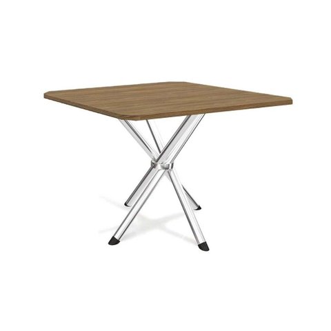 Mesa de Sala Jantar Volga C/ Tampo 90cm Cromada/nogueira - Kappesberg