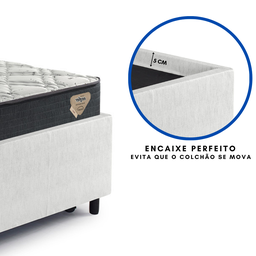 Bicama Box Solteiro Courino Linho Branco 88x188 com Dois Colchões Adapto Molas Ensacadas Ecoflex - 8