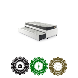 Bicama Box Solteiro Courino Linho Branco 88x188 com Dois Colchões Adapto Molas Ensacadas Ecoflex - 5