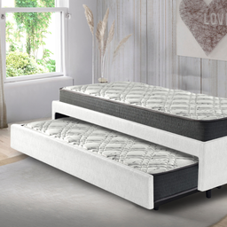 Bicama Box Solteiro Courino Linho Branco 88x188 com Dois Colchões Adapto Molas Ensacadas Ecoflex - 3