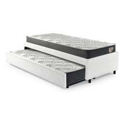 Bicama Box Solteiro Courino Linho Branco 88x188 com Dois Colchões Adapto Molas Ensacadas Ecoflex - 9