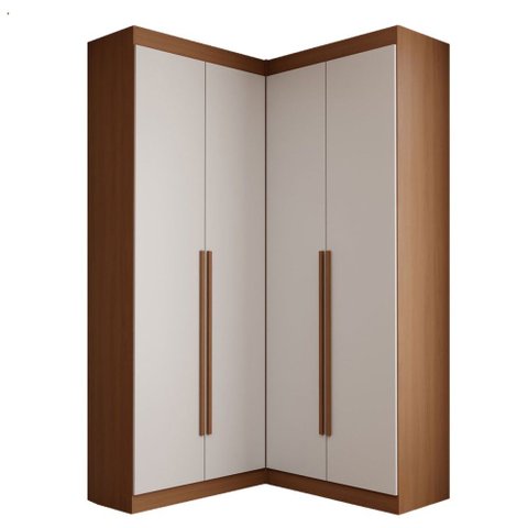 Guarda-Roupa Casal Modulado Viena 4 Portas 4 Gavetas Branco/Freijó - Panorama Móveis