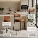 Ver imagem 6 de Kit 2 Banquetas com Encosto Conjunto Cozinha Alta Industrial e Apoio para Pés Preto Londres PU Nozes