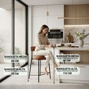 Ver imagem 5 de Kit 2 Banquetas com Encosto Conjunto Cozinha Alta Industrial e Apoio para Pés Preto Londres PU Nozes