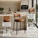 Ver imagem 6 de Kit 2 Banquetas com Encosto Conjunto Cozinha Alta Industrial e Apoio para Pés Preto Londres PU Nozes