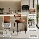 Ver imagem 5 de Banqueta Cozinha Alta com Encosto Industrial Preto Kit 2 Londres PU Nozes D03 - D’Rossi