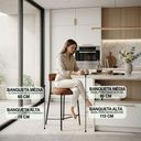 Ver imagem 4 de Banqueta Cozinha Alta com Encosto Industrial Preto Kit 2 Londres PU Nozes D03 - D’Rossi