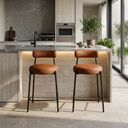 Ver imagem 1 de Banqueta Cozinha Alta com Encosto Industrial Preto Kit 2 Londres PU Nozes D03 - D’Rossi