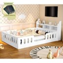 Ver imagem 3 de Cama Casal Infantil Montessoriana Helo com Nicho e Lousa Mágica e Luminária para Quarto - Branco