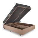 Ver mais imagens de Cama Baú Casal 138x188 Bipartido Linho Marrom com Dual Firm Espuma Ecoflex