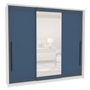 Ver imagem 2 de Guarda-roupa Casal Valência 3 Portas 4 Gavetas com Espelho Branco/azul - Politorno