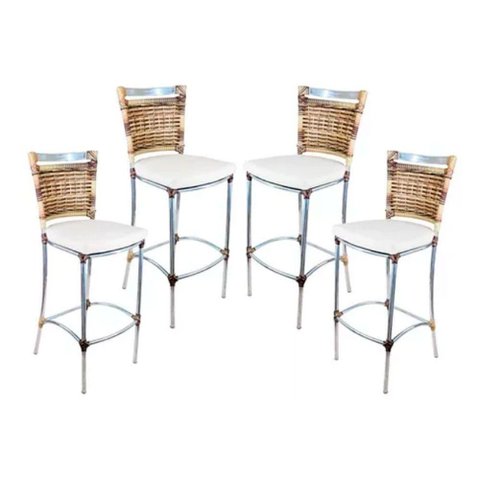 Kit 4 Banquetas em Alumínio Jk para Cozinha Capuccino