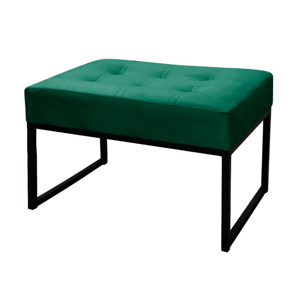 Puff Decorativo para Sala e Quarto Paris Veludo Verde Base Preta Star Confort