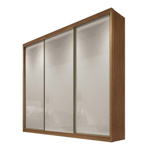 Guarda-roupa Casal 3 Portas 4 Gavetas Medelim Novo Horizonte Cor:cumaru / Fendi