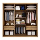 Ver imagem 4 de Guarda-roupa Casal 3 Portas 4 Gavetas Medelim Novo Horizonte Cor:cumaru / Fendi