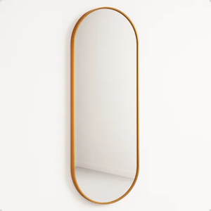 Espelho Grande Oval Bronze 110x50cm com Moldura de Alumínio Decoração para Quarto Sala Banheiro Hall