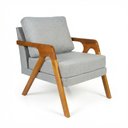 Ver imagem 3 de Kit 2 Poltronas Mona Luxo Madeira Maciça Linho Cinza para Sala de Estar Decorativa Moderna