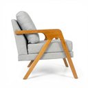 Ver imagem 5 de Kit 2 Poltronas Mona Luxo Madeira Maciça Linho Cinza para Sala de Estar Decorativa Moderna