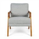 Ver imagem 4 de Kit 2 Poltronas Mona Luxo Madeira Maciça Linho Cinza para Sala de Estar Decorativa Moderna