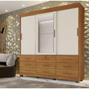 Ver imagem 1 de Guarda Roupa Londres 3 Portas 9 Gavetas com Espelho Benetil Móveis - Cinamomo/off