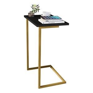 Mesa de Canto Apoio Notbook Sofá Elegante Preta /dourado