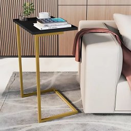 Mesa de Canto Apoio Notbook Sofá Elegante Preta /dourado - 2