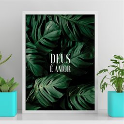 Quadro Decorativo Deus É Amor 24x18cm - com Vidro:moldura Preta - 2