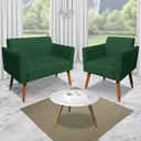 Ver imagem 2 de Conjunto Namoradeira e 2 Poltronas Decorativas Isabella Pés Palito Madeira Suede Verde - Gran Belo