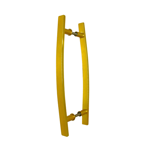 Puxador Duplo Alumínio Curvo 40cm Porta Pivotante Dourado