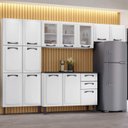 Ver imagem 1 de Cozinha Modulada Compacta em Aço 4 Peças 14 Portas 2 Gavetas Paneleiro Duplo New Premium Itatiaia Branco