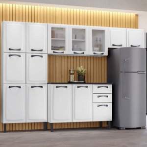 Cozinha Compacta em Aço 4 Peças 14 Portas 2 Gavetas Paneleiro Duplo em Aço New Premium Itatiaia