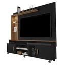 Ver imagem 2 de Estante para TV e Home Theater Ripado para TV até 65 Polegadas com LED 180CMX187CM LED e Rodízios Ocean Preto