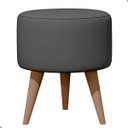 Ver imagem 1 de Puff Madri Banqueta Redonda em Linho Pés Eucalipto Pufe Sala:cinza