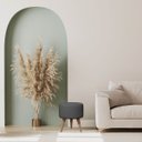 Ver imagem 3 de Puff Madri Banqueta Redonda em Linho Pés Eucalipto Pufe Sala:cinza