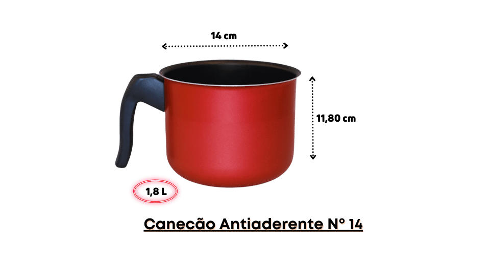 Canecão Antiaderente Nº 14: Praticidade e Beleza para sua Cozinha - 1,8 Lts Luz Nobre Vermelho escur - 4