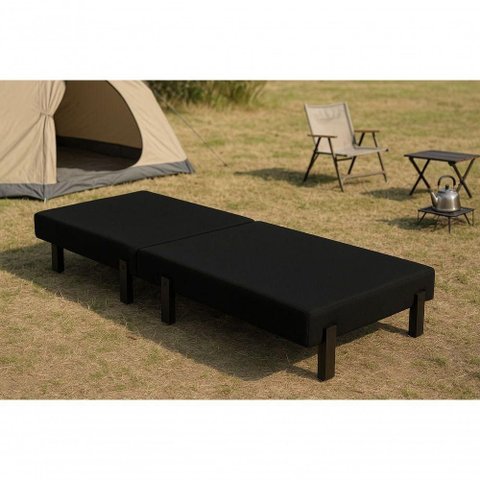 Cama Portátil Dobrável D-26 Solteiro Acampamento Confortável 130kg Preta Slim