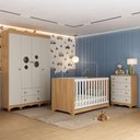 Ver imagem 2 de Quarto de Bebê Completo Berço Americano 3x1 Colchão Suspiro Multimóveis Mp4636 Madeirado/off