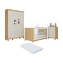 Ver imagem 1 de Quarto de Bebê Completo Berço Americano 3x1 Colchão Suspiro Multimóveis Mp4636 Madeirado/off