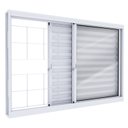 Ver imagem 1 de Janela de Aço Veneziana de Correr Lateral 3 Folhas Grade Quadrada Branca Lucasa Facilita Abertura Esquerda