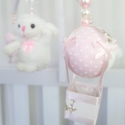 MOBILE PARA BERÇO MUSICAL GIRATÓRIO OVELHA BALÃO ROSA - 3