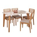 Ver imagem 2 de Sala de Jantar Mesa Papaia 130cm com Vidro com 4 Cadeiras Juparanã Marrom/Off White/Bege/Cinamomo