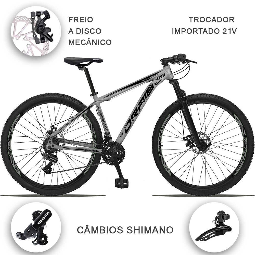 Bicicleta 29 Drais Color 21v Câmbio Shimano Freio a disco MTB Aluminun - Cinza+Preto - 21 - 2