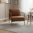 Ver imagem 3 de Poltrona Decorativa Helena Base em Aço Dourado Sintético Pu D03 - D'rossi