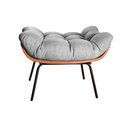 Ver imagem 3 de Puff Costela Base Fixa Para Sala De Estar, Quarto - Linho Cinza