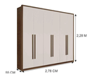 Ver imagem 2 de Guarda Roupa Casal 100% MDF 6 Portas 6 Gavetas 278cm Anápolis Castanho/Off White - Valverde