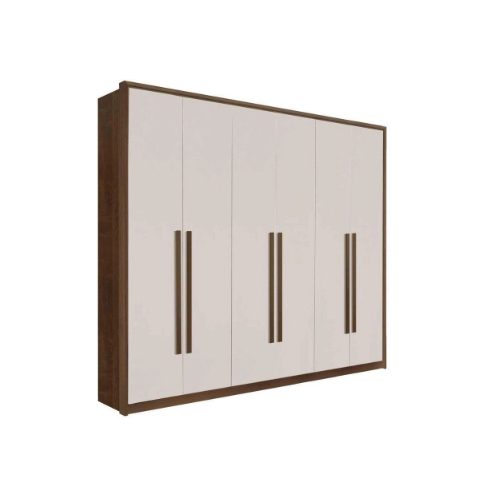 Guarda Roupa Casal 100% MDF 6 Portas 6 Gavetas 278cm Anápolis Castanho/Off White - Valverde