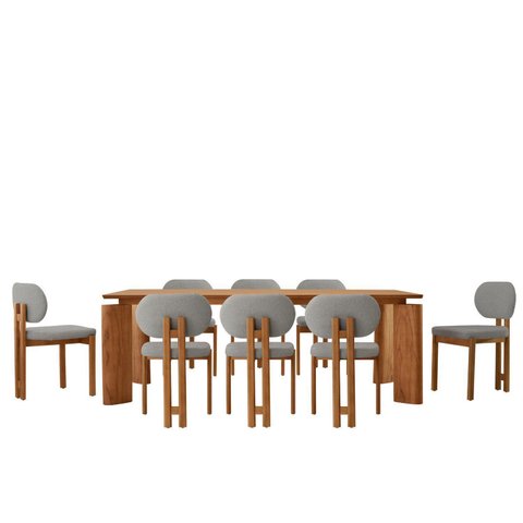 Conjunto para Sala de Jantar com 8 Cadeiras Tokyo Marrom/Luna/Imbuia