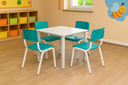 Ver imagem 1 de Mesa Branca Infantil com 4 Cadeiras Plástico Verde Água Estrutura Metálica