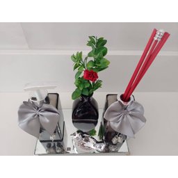 Kit Lavabo Luxo Difusor com varetas Saboneteira Bandeja Vaso E Enfeite - 3