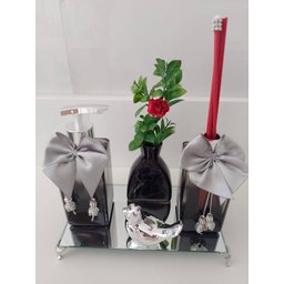Kit Lavabo Luxo Difusor com varetas Saboneteira Bandeja Vaso E Enfeite - 7